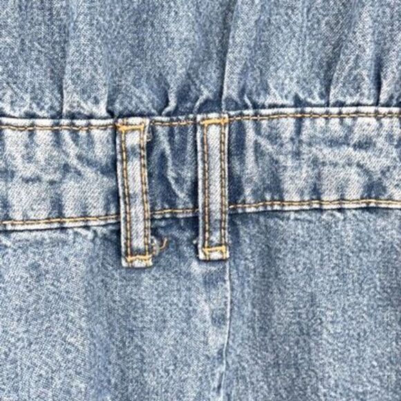 Zara Womens Medium Wash Blue Puff Sleeves Button Front Denim Romper XS - Picture 6 of 11